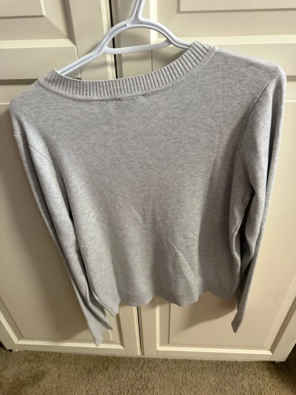 Cyrus Soft Light Gray Crewneck Button Cardigan - Picture 4 of 4